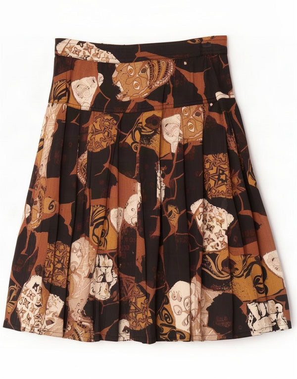 Vintage γυναικεία μίντι πλισέ φούστα Medium W28 Brown Retro