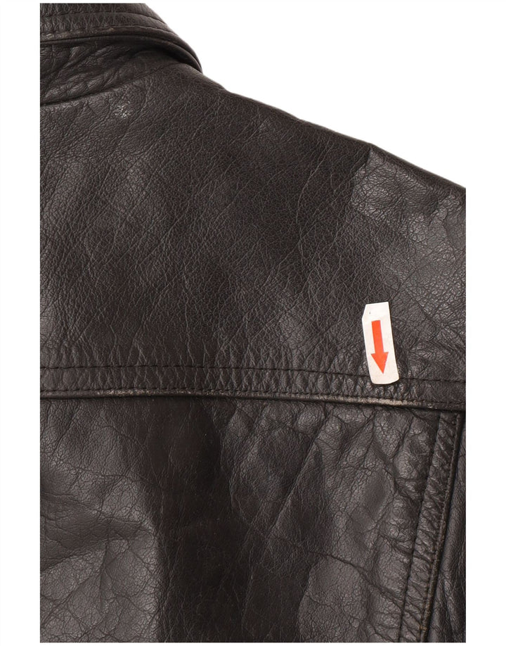 Vintage Γυναικείο Δερμάτινο Μπουφάν IT 42 Medium Black Leather