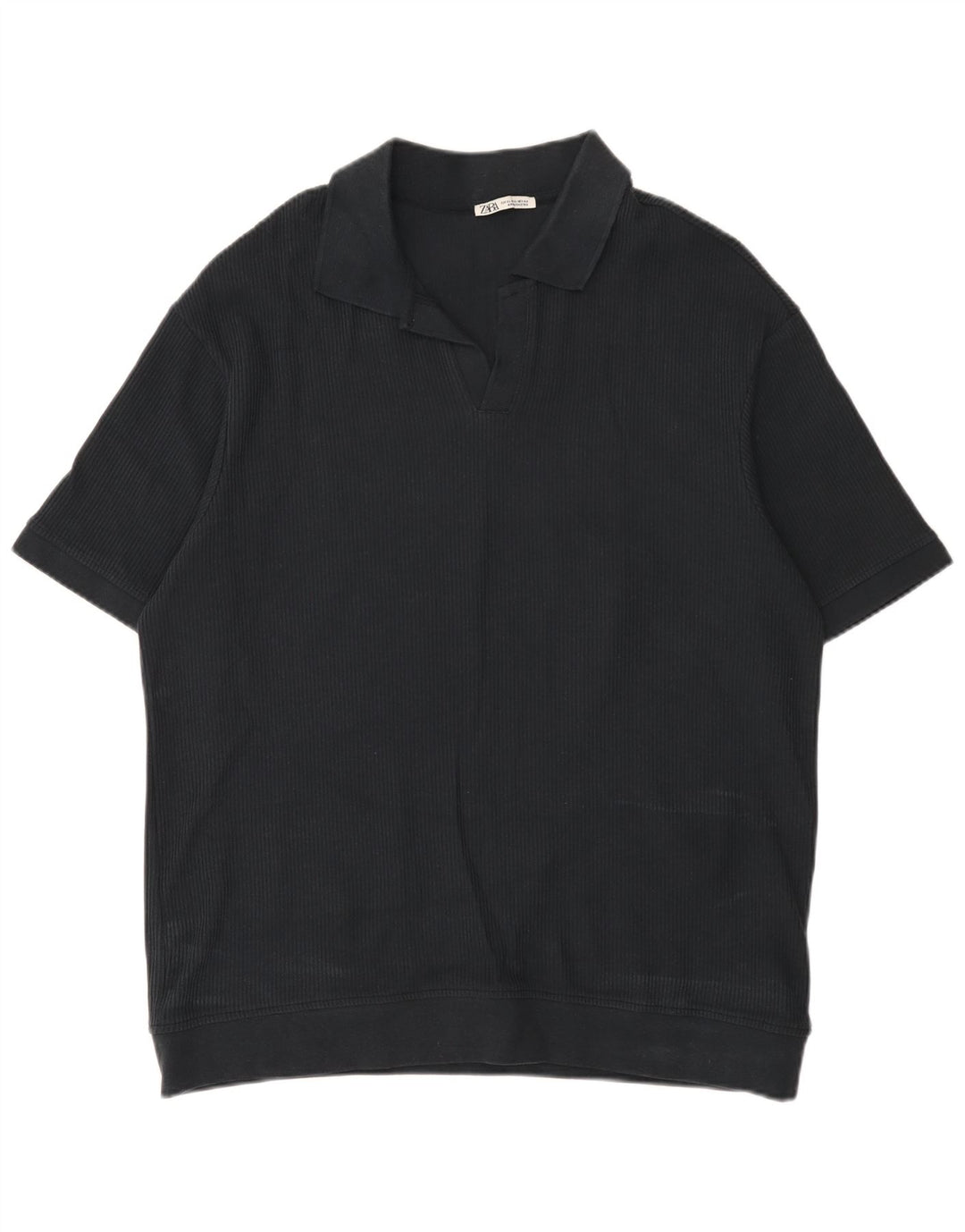 Zara Ανδρικό Πόλο Μπλουζάκι XL Μαύρο βαμβακερό
