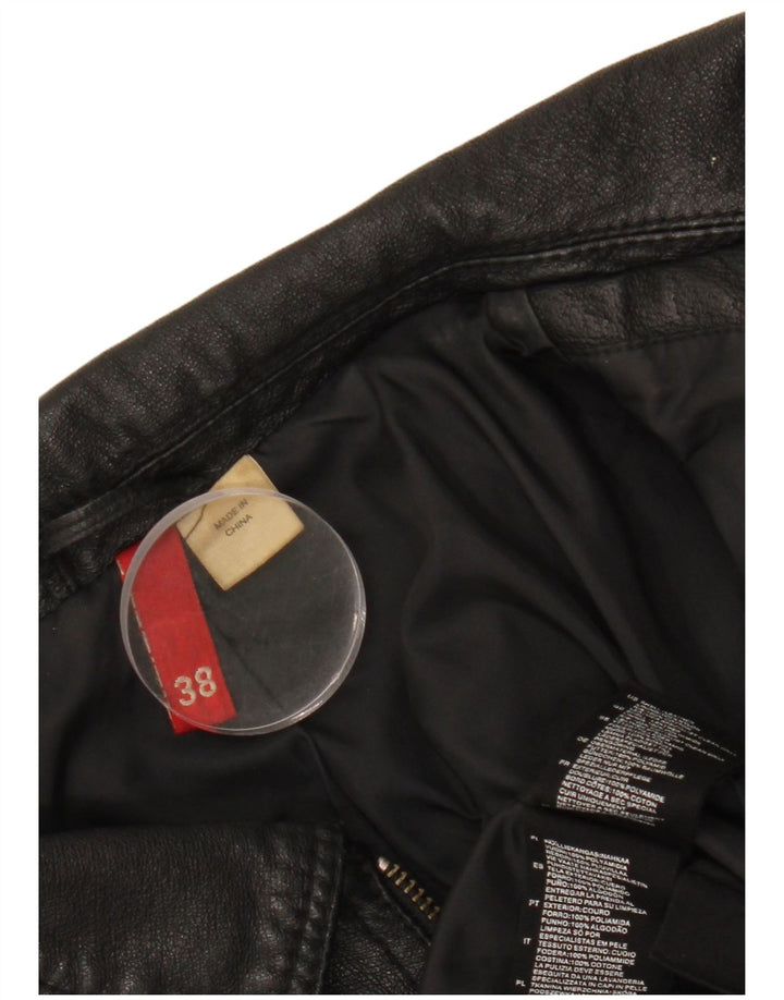 H&M Γυναικείο Crop Δερμάτινο Μπουφάν EU 38 Medium Black Leather