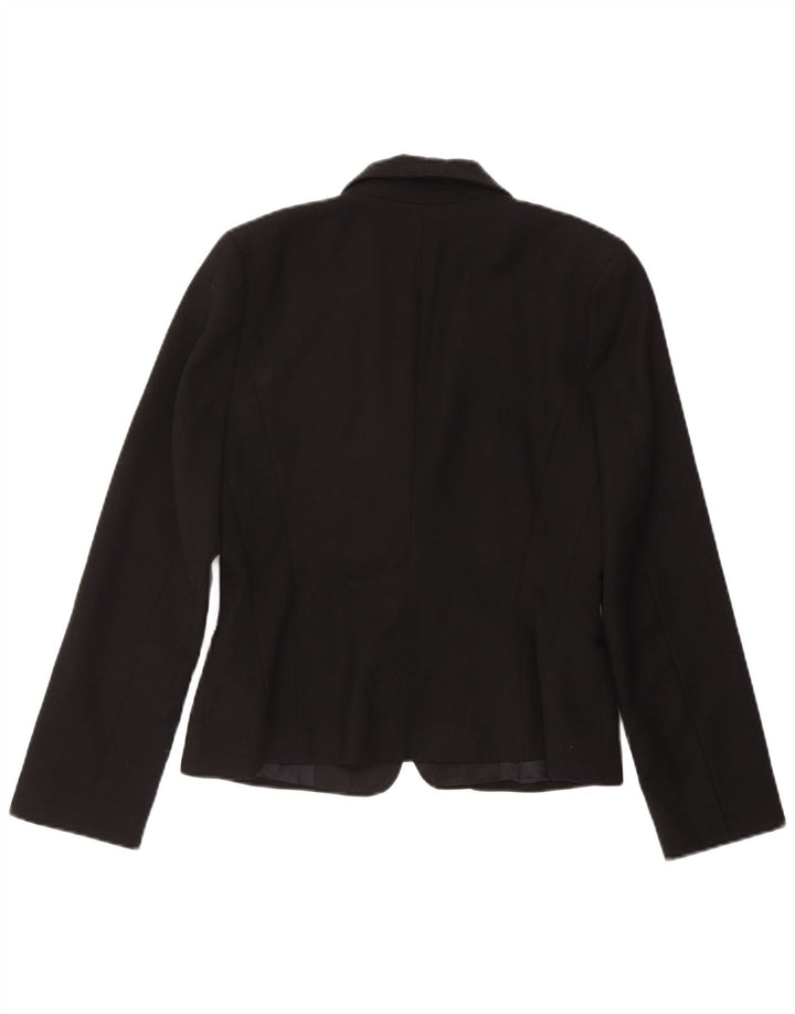 Zara Γυναικείο σακάκι 1 κουμπιού blazer UK 16 μεγάλο μαύρο μαλλί
