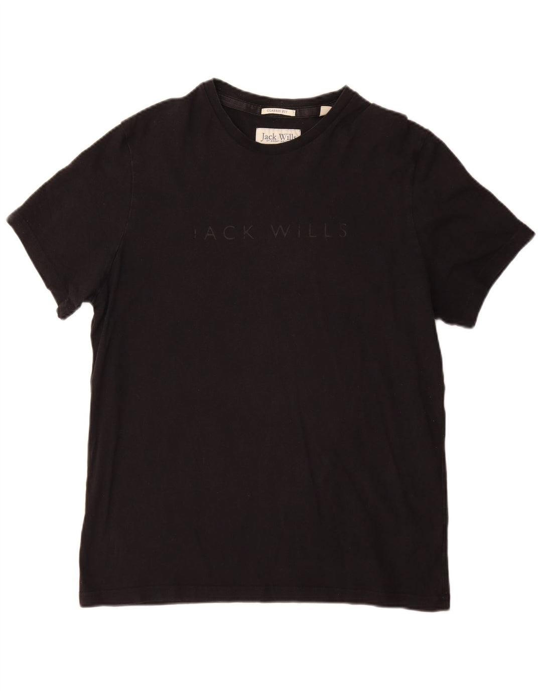 JACK WILLS Ανδρικό γραφικό μπλουζάκι Classic Fit Top μεγάλο μαύρο βαμβακερό