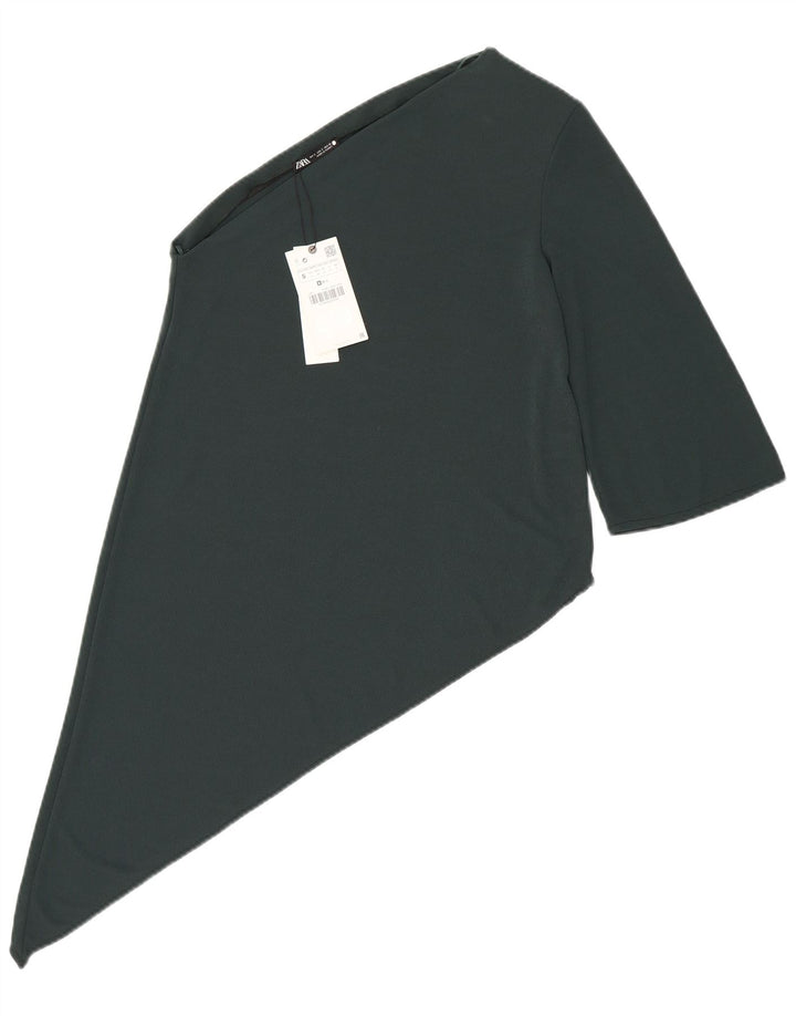 Zara Γυναικείο Asymmetric One Shoulder Top 10 Small Green Polyester