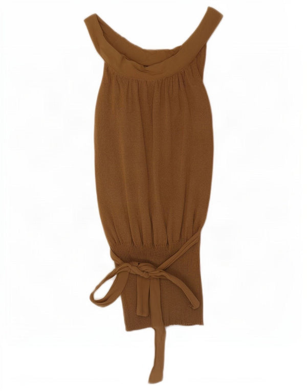 Massimo Dutti Womens Off Shoulder Top UK 14 Large Brown Viscose