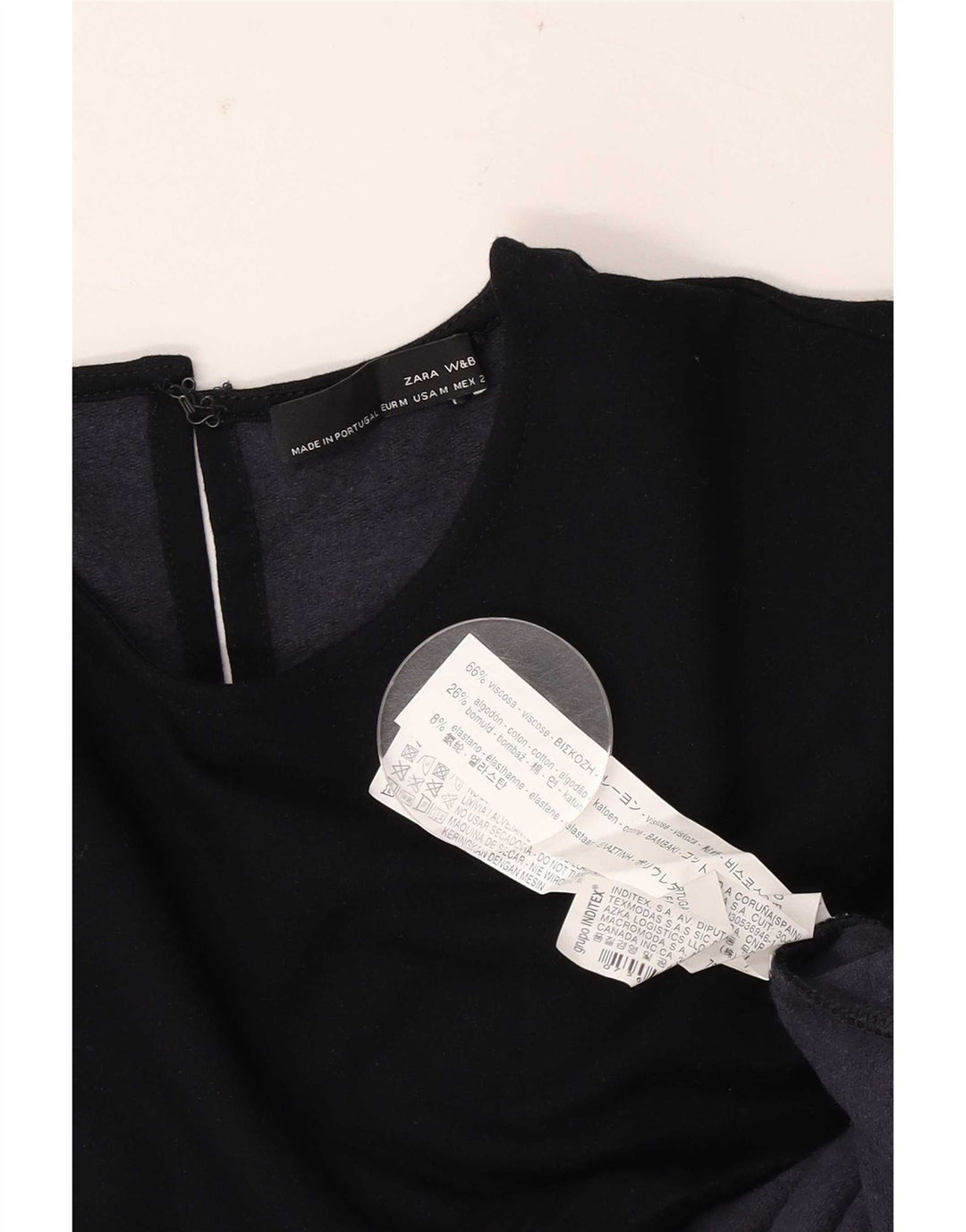 Zara Γυναικείο φόρεμα 3/4 Sleeve Shift UK 12 Medium Navy Blue Viscose