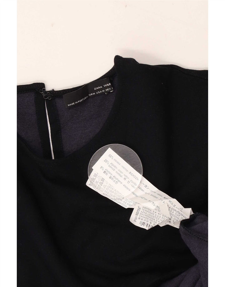 Zara Γυναικείο φόρεμα 3/4 Sleeve Shift UK 12 Medium Navy Blue Viscose
