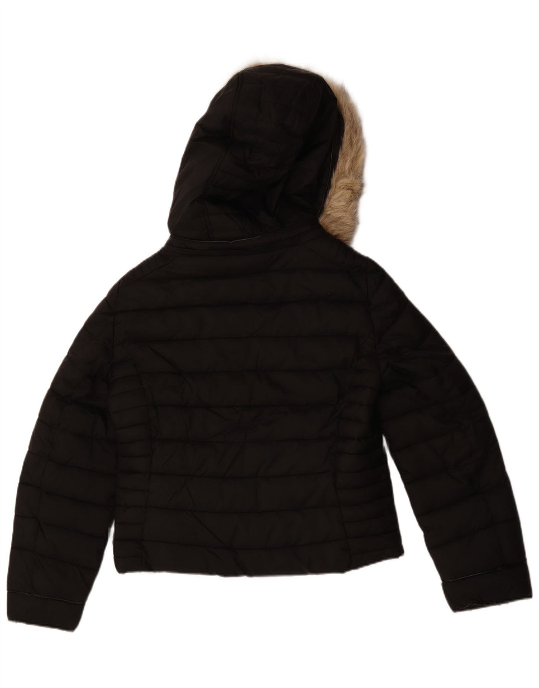 Zara Γυναικείο μπουφάν με κουκούλα UK 14 Μεσαίο μαύρο πολυεστέρα