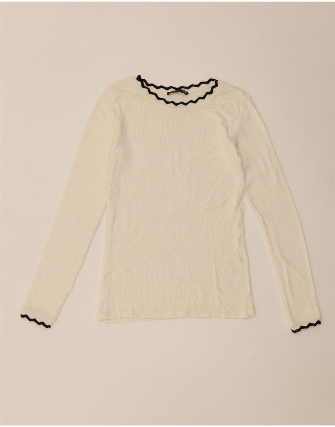 Zara Γυναικείο Crop Top Μακρυμάνικο UK 8 Small White