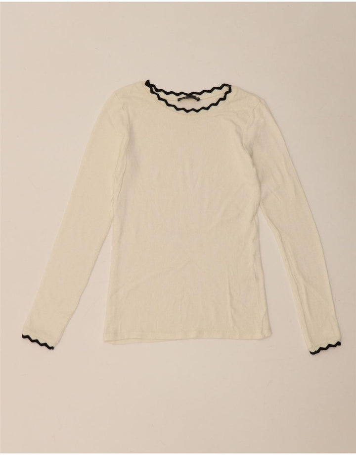 Zara Γυναικείο Crop Top Μακρυμάνικο UK 8 Small White
