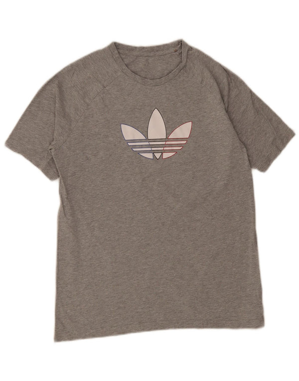 Γυναικείο γραφικό T-Shirt Adidas Top UK 10 Small Grey Cotton