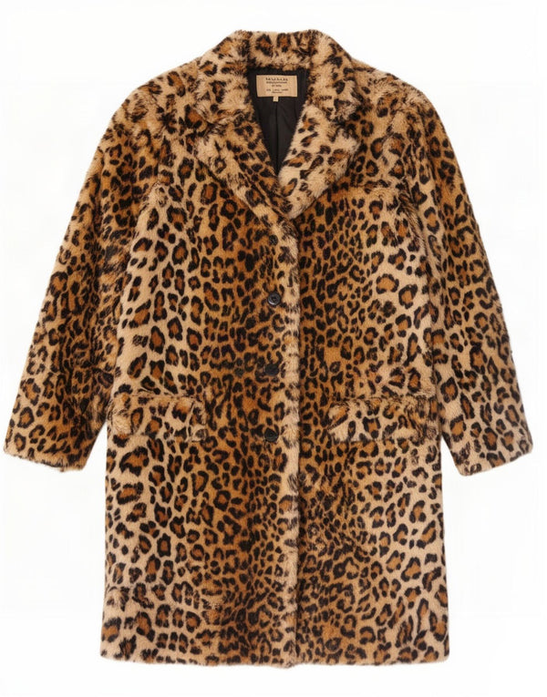 Γυναικείο παλτό Zara Trafaluc Faux Fur UK 16 Large Brown Animal Print