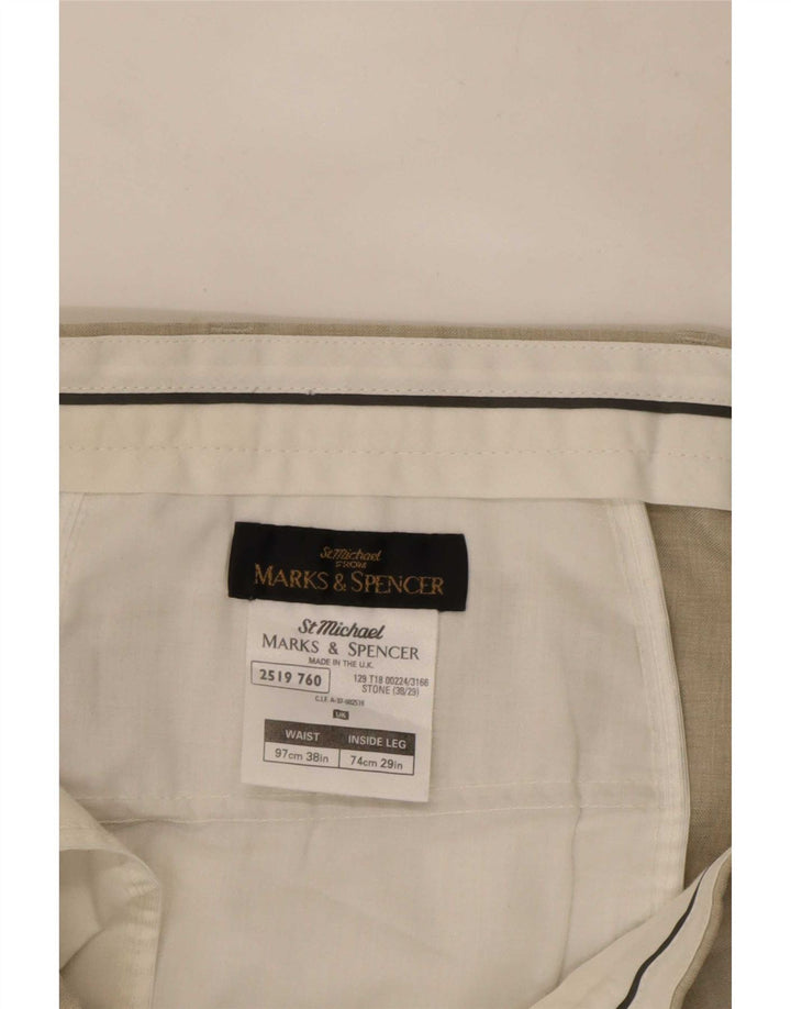 Marks & Spencer Ανδρικό ίσιο παντελόνι Chino W38 L27 Beige Polyester
