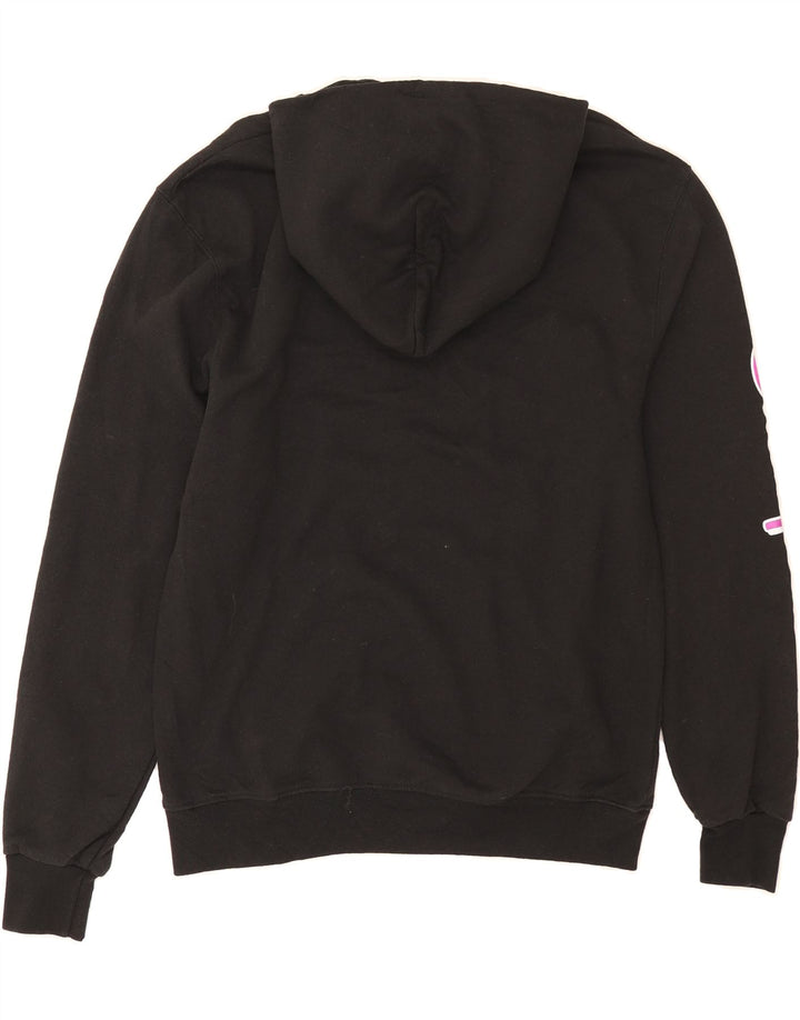 CHAMPION Womens Graphic Hoodie Jumper UK 14 Medium Black Polyester Vintage Champion and Second-Hand Champion from Messina Hembry 