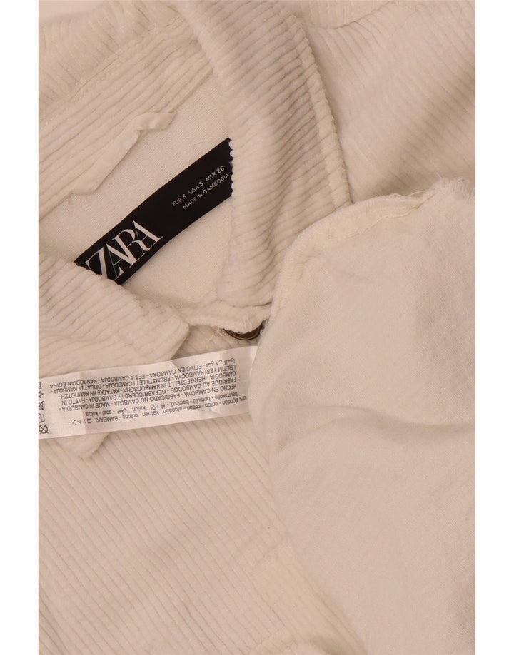 Zara Γυναικείο Κοτλέ Μπουφάν UK 10 Small White Βαμβακερό