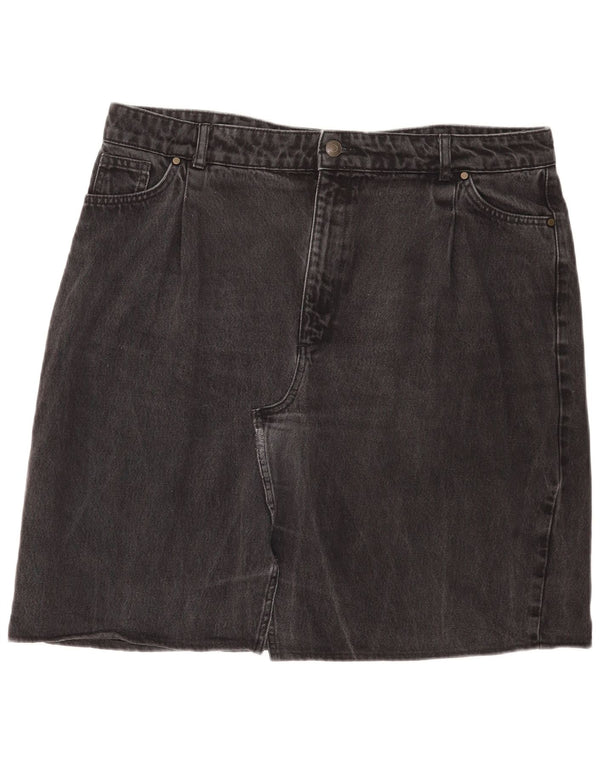 John Lewis Γυναικεία Τζιν Φούστα UK 18 XL W38 Μαύρη βαμβακερή