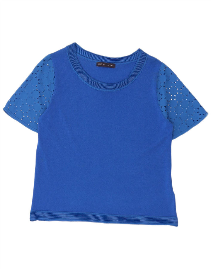 Γυναικεία μπλούζα Marks & Spencer Top UK 12 Medium Blue Geometric Viscose
