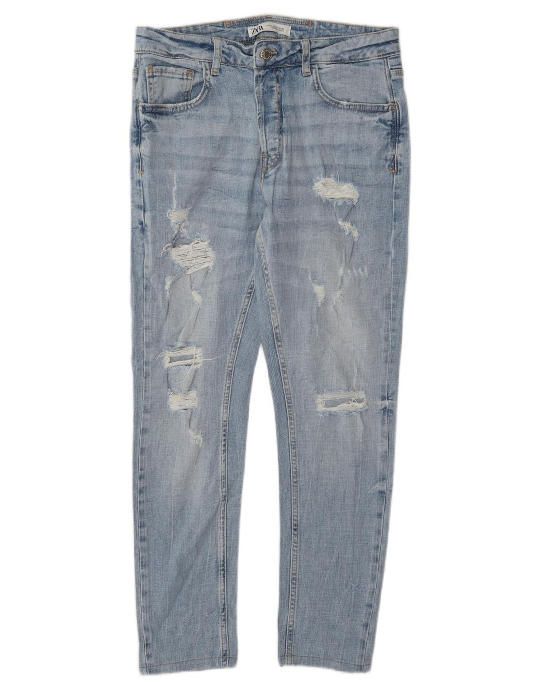 Zara Mens Distressed Slim Jeans UE 42 Large W32 L28 Blue