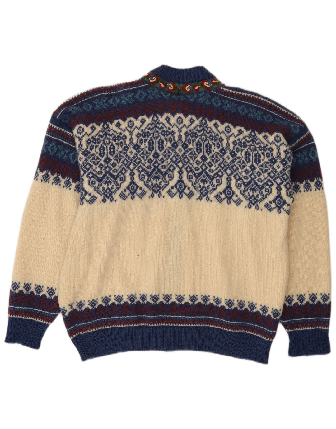 Vintage ανδρικό πουλόβερ ζακέτα Large Off White Fair Isle