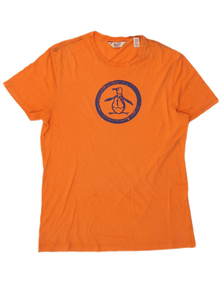 Ανδρικό γραφικό T-Shirt Penguin Top Μεσαίο πορτοκαλί βαμβακερό