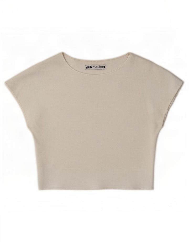 Zara Γυναικεία Μπλούζα Μπλούζας Crop UK 8 Small White
