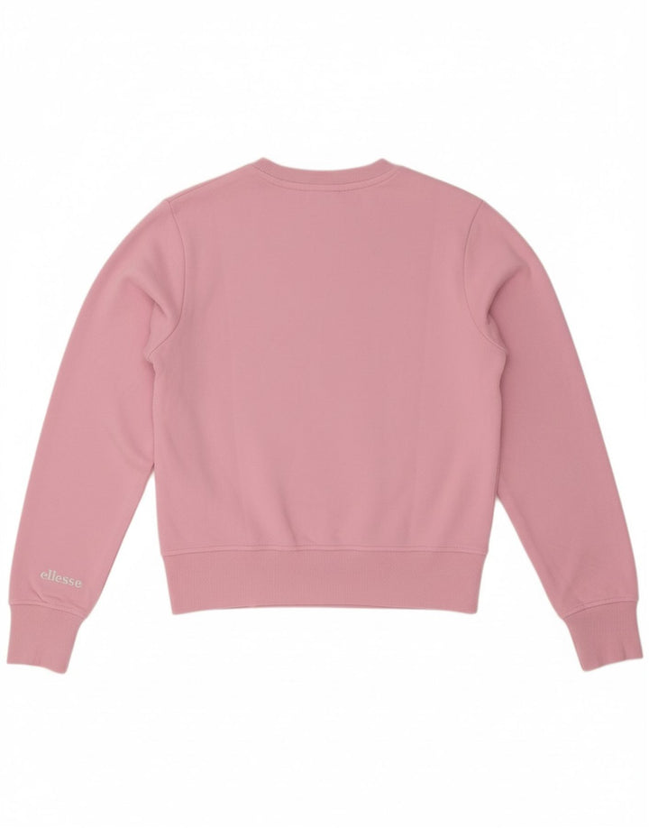 ELLESSE Womens Graphic Sweatshirt Jumper UK 14 Medium Pink Cotton
