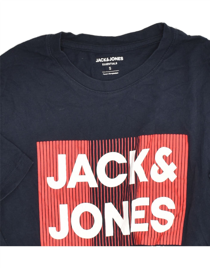 JACK & JONES Mens Graphic T-Shirt Top Small Navy Blue Cotton | Vintage Jack & Jones | Thrift | Second-Hand Jack & Jones | Used Clothing | Messina Hembry 