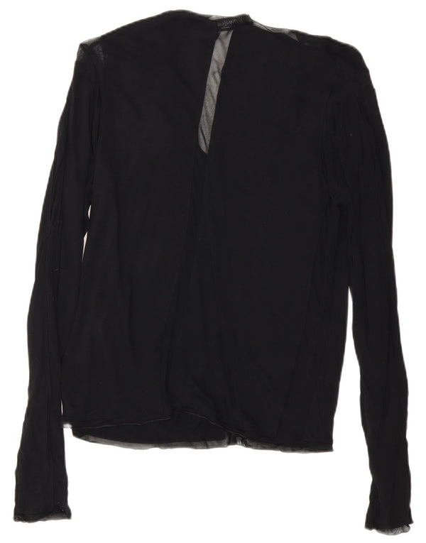 Yves Saint Laurent Γυναικεία μακρυμάνικη μπλούζα τοπ UK 12 μεσαία μαύρη βισκόζη