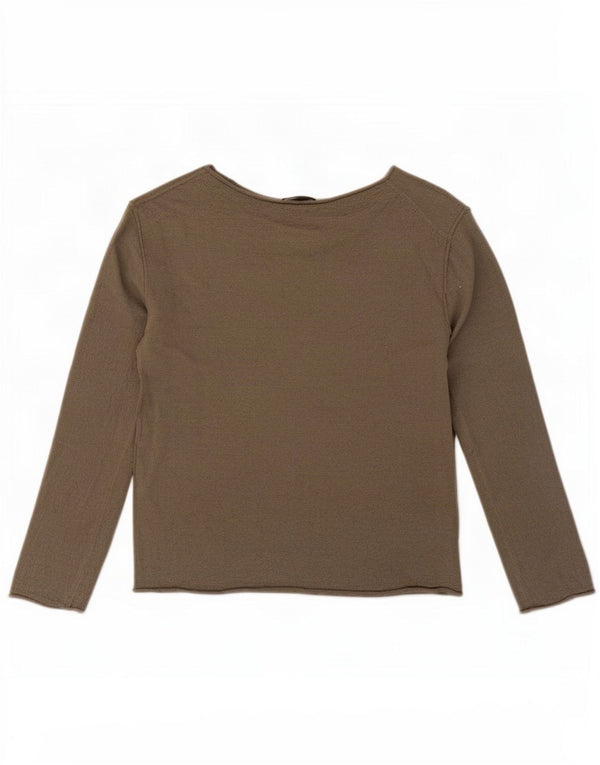 Massimo Dutti Womens Crop Top 3/4 Sleeve UK 6 XS Khaki