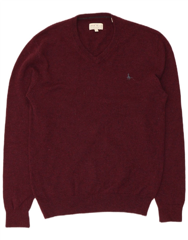 JACK WILLS Ανδρικό πουλόβερ πουλόβερ με λαιμόκοψη με λαιμόκοψη μεγάλου χρώματος μαλλί Merino