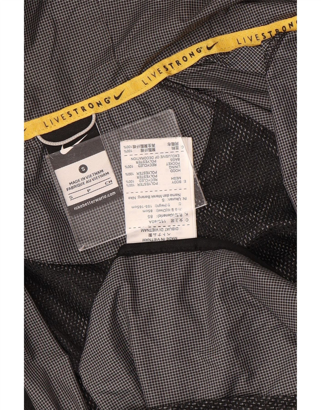Ανδρικό μπουφάν βροχής με κουκούλα Nike UK 36 Small Grey Gingham Polyester