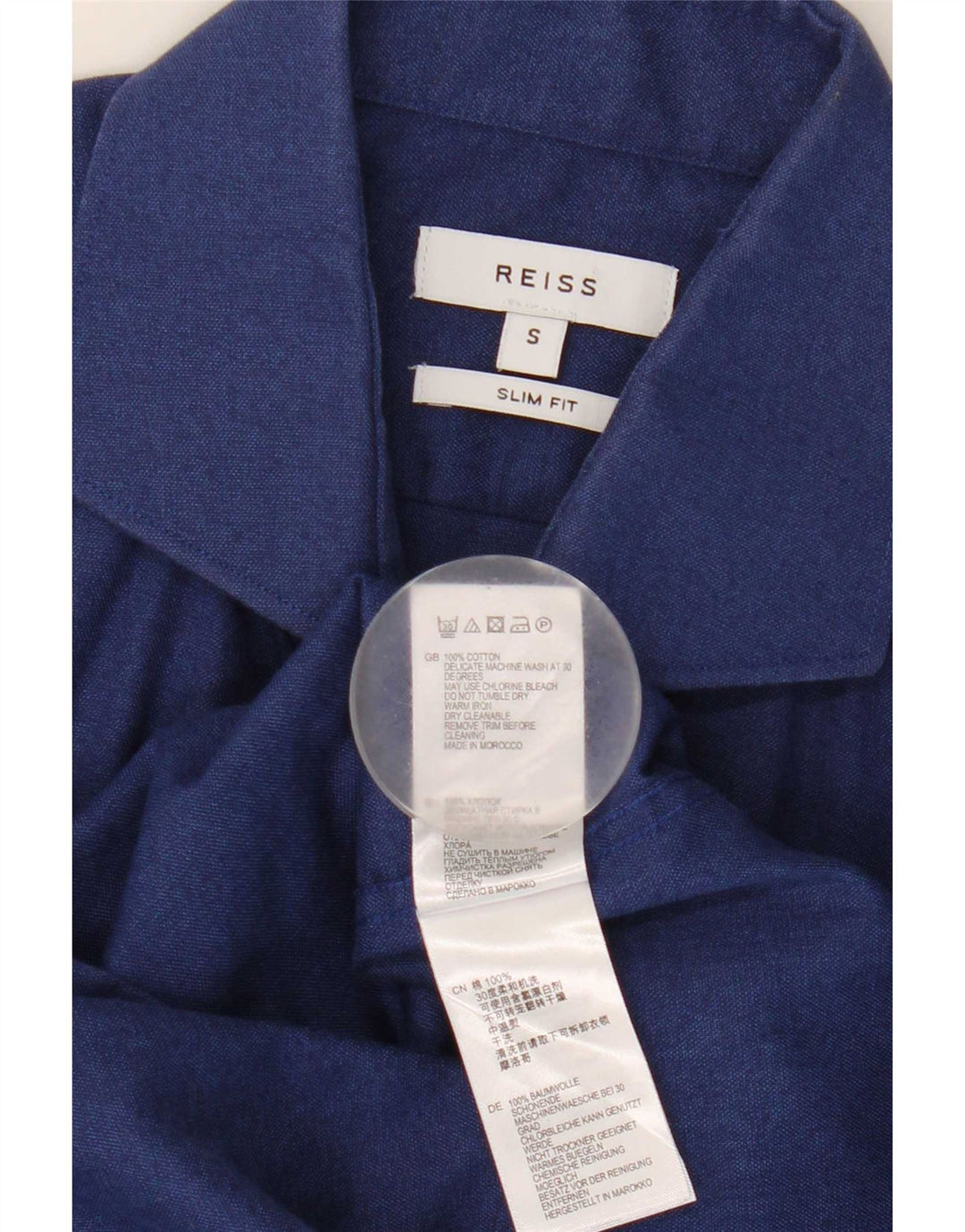 Ανδρικό πουκάμισο Reiss Slim Fit Μικρό μπλε ναυτικό βαμβακερό