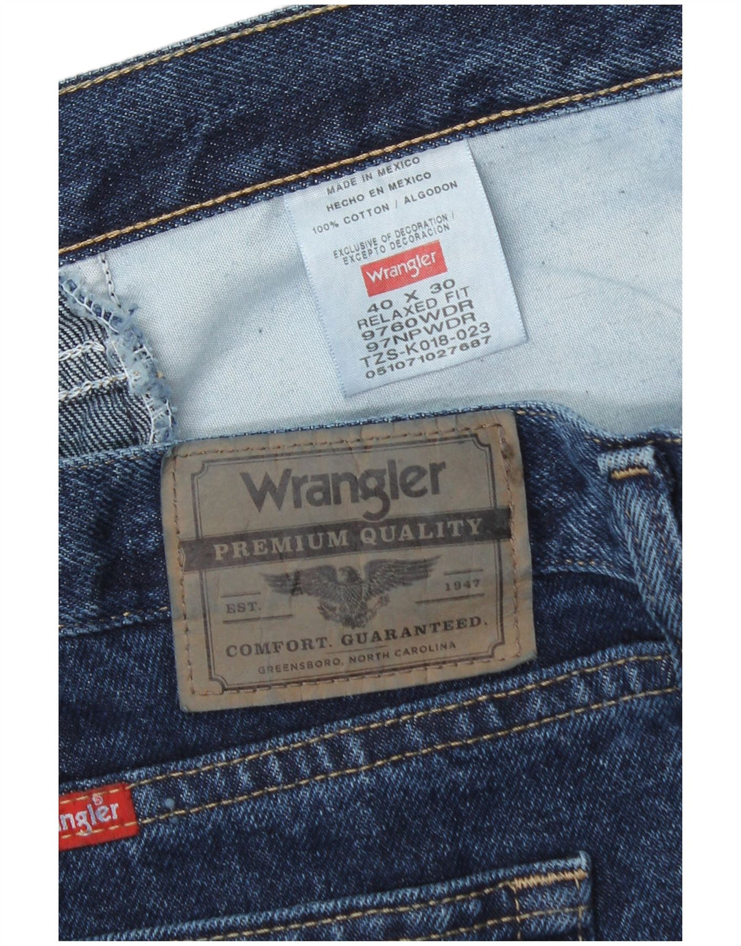 Ανδρικό τζιν Wrangler ίσιο W40 L30 Navy Blue Cotton