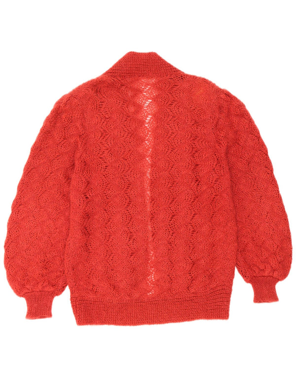 Vintage Γυναικείο Ανοιχτό Ζακέτα UK 16 Large Red Mohair