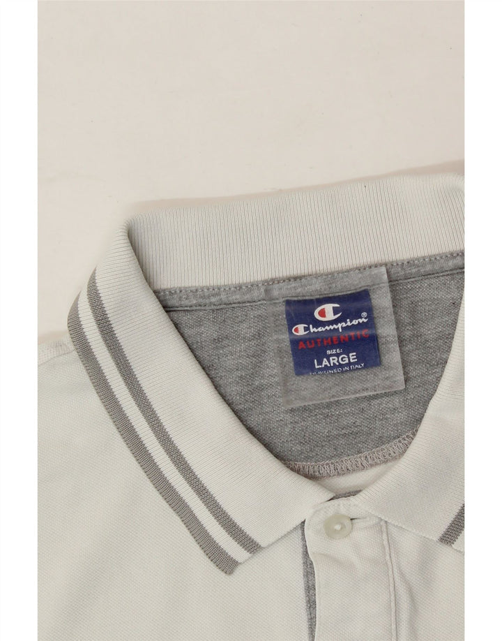 CHAMPION Mens Polo Shirt Large White Cotton Vintage Champion and Second-Hand Champion from Messina Hembry 