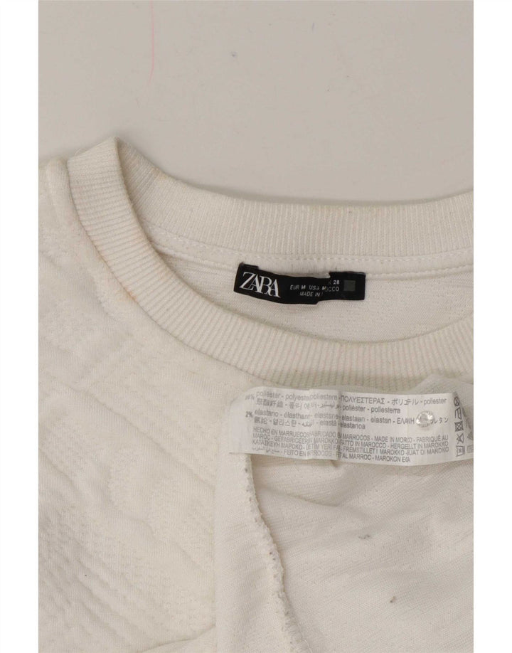 Zara Γυναικεία φούτερ Relaxed Fit Jumper UK 12 Medium White Geometric