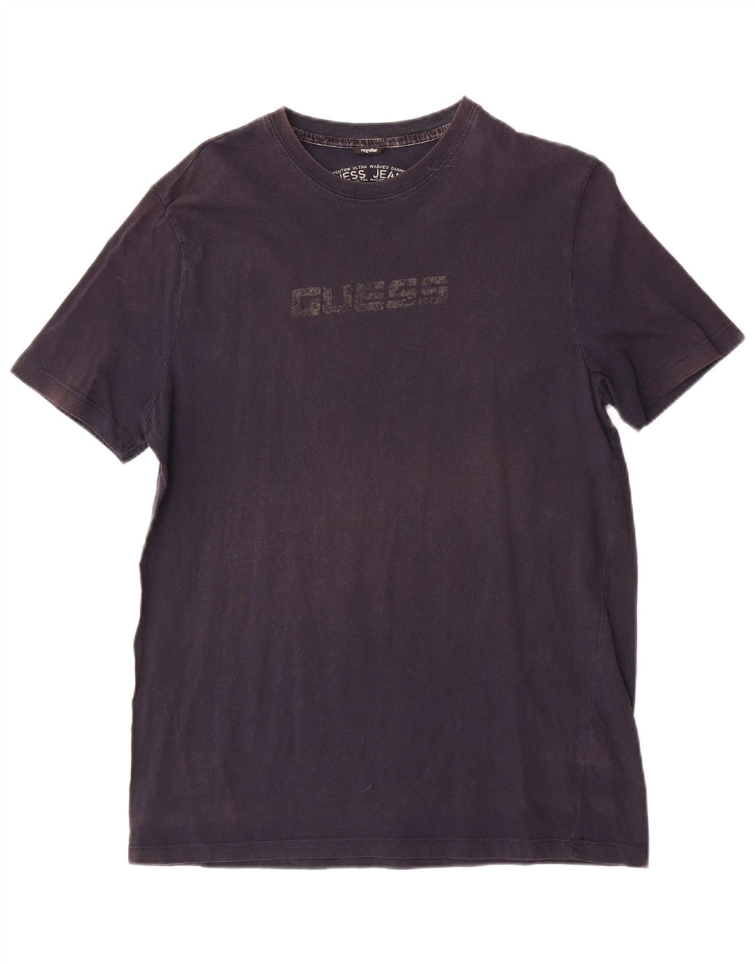 Ανδρικό κανονικό γραφικό μπλουζάκι Guess Top Large Navy Blue από βαμβάκι