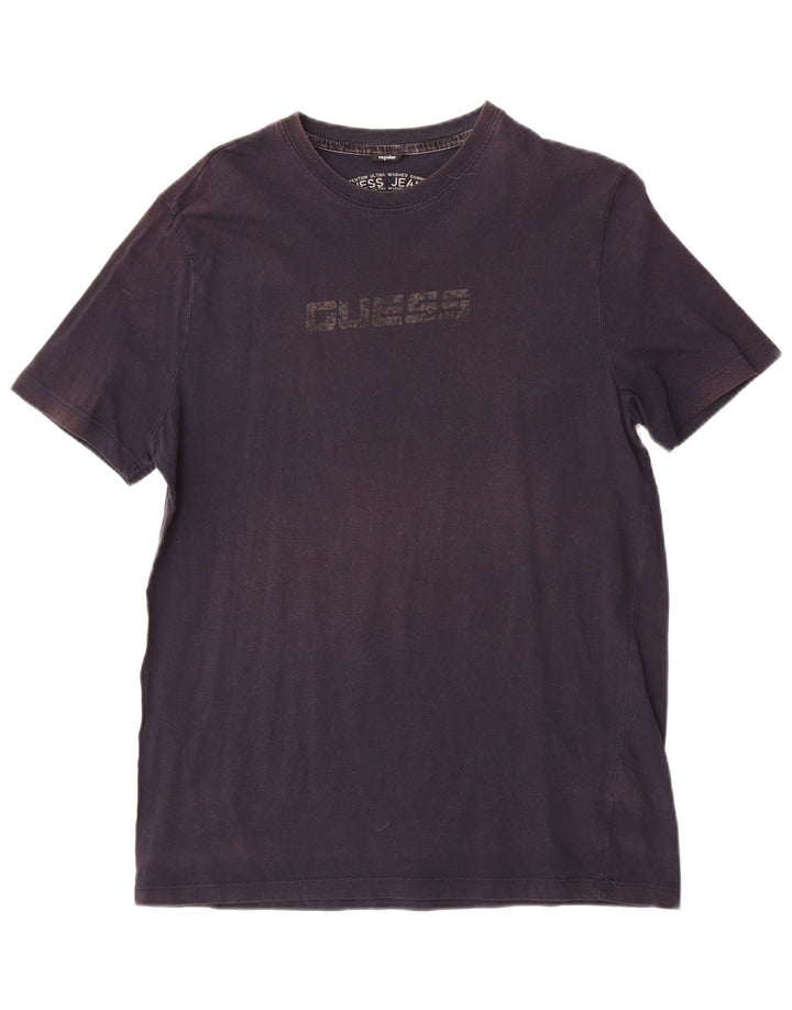 Ανδρικό κανονικό γραφικό μπλουζάκι Guess Top Large Navy Blue από βαμβάκι