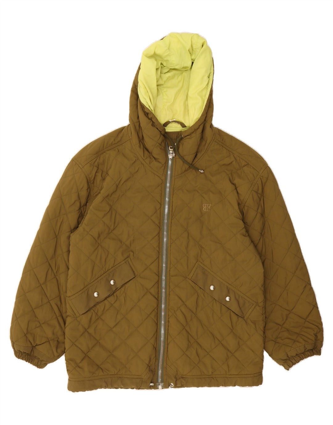 BELFE Mens Hooded Windbreaker Jacket UK 44 2XL Khaki Polyester Vintage Belfe and Second-Hand Belfe from Messina Hembry 