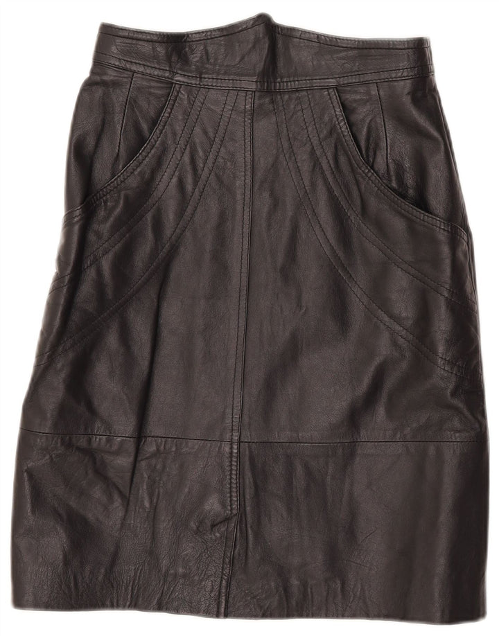Vintage Γυναικεία Δερμάτινη Φούστα IT 42 Medium W27 Μαύρη