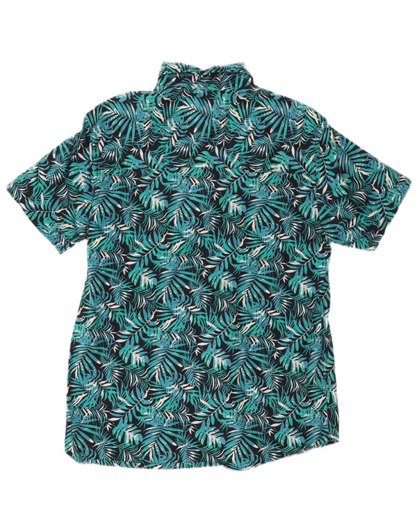 Mountain Warehouse Mens Short Sleeve Shirt Medium Turquoise Floral Hawaiian