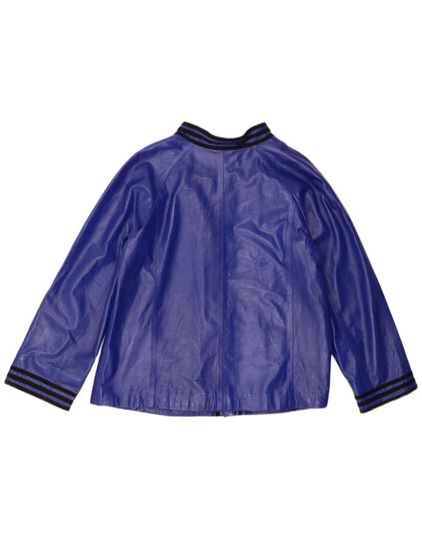 Vintage Γυναικείο Δερμάτινο Μπουφάν UK 14 Medium Blue Leather
