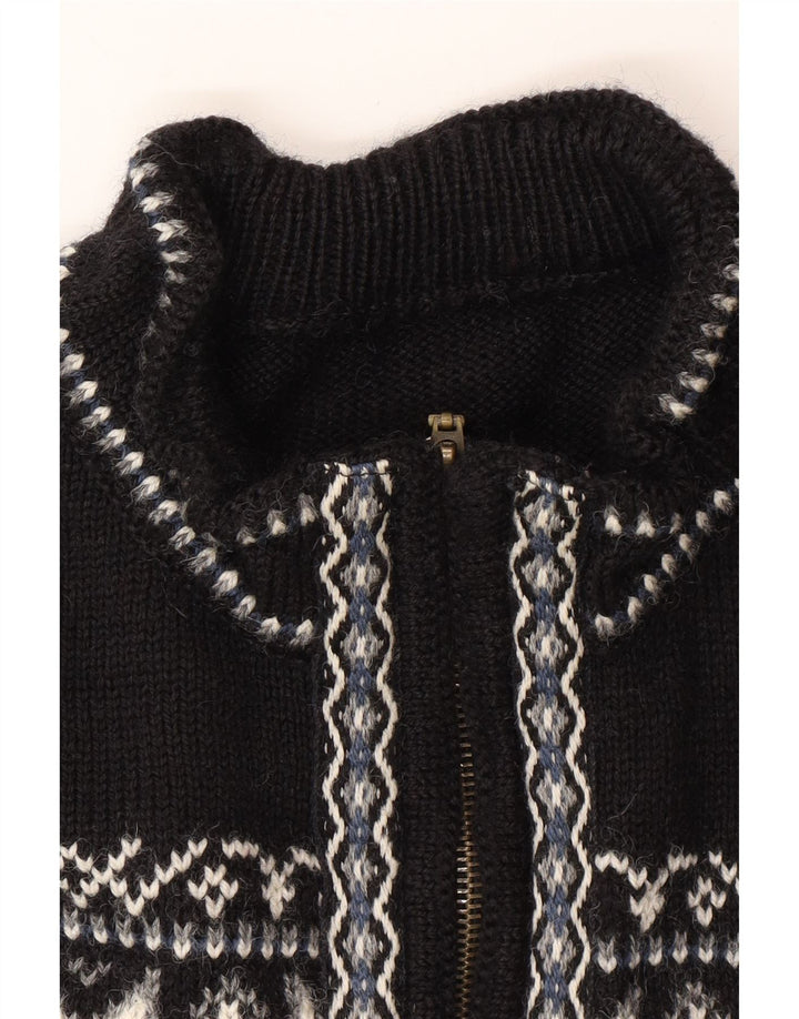 Ανδρικό πουλόβερ με ζακέτα VINTAGE Large Black Fair Isle