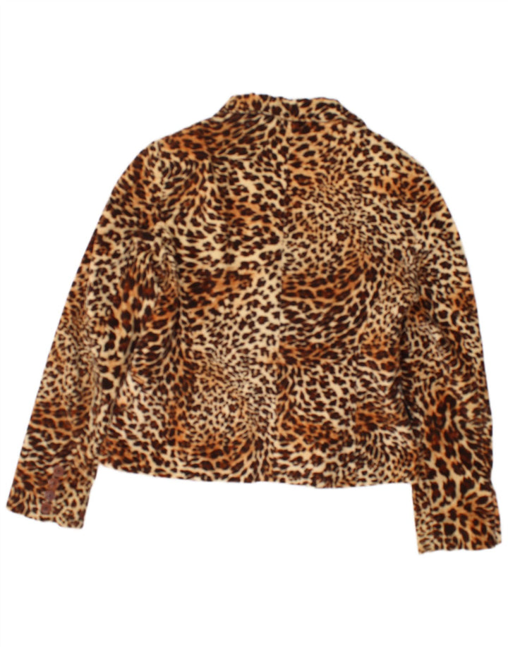 Vintage γυναικείο σακάκι 1 κουμπιού blazer UK 12 μεσαίου καφέ Animal print