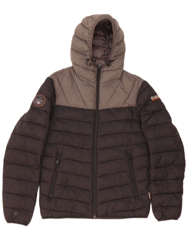 Ανδρικό μπουφάν Napapijri με κουκούλα UK 38 Medium Black Colourblock