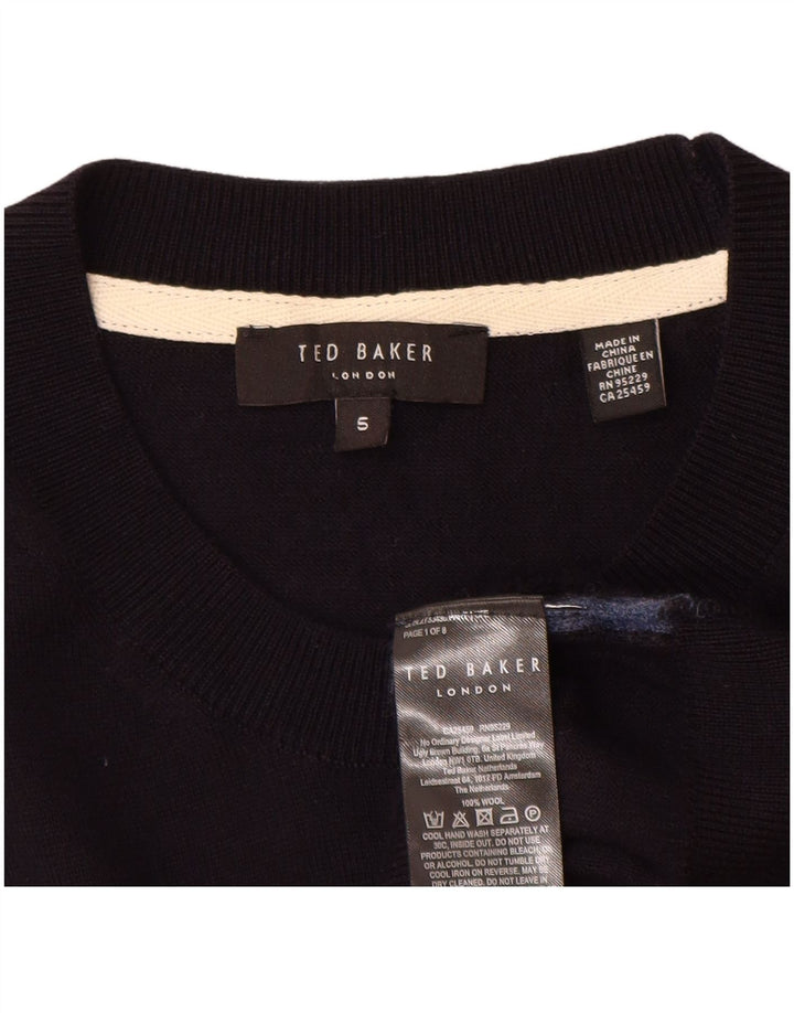 Γυναικείο πουλόβερ με λαιμόκοψη Ted Baker, Μέγεθος 5 XL Navy Blue Wool