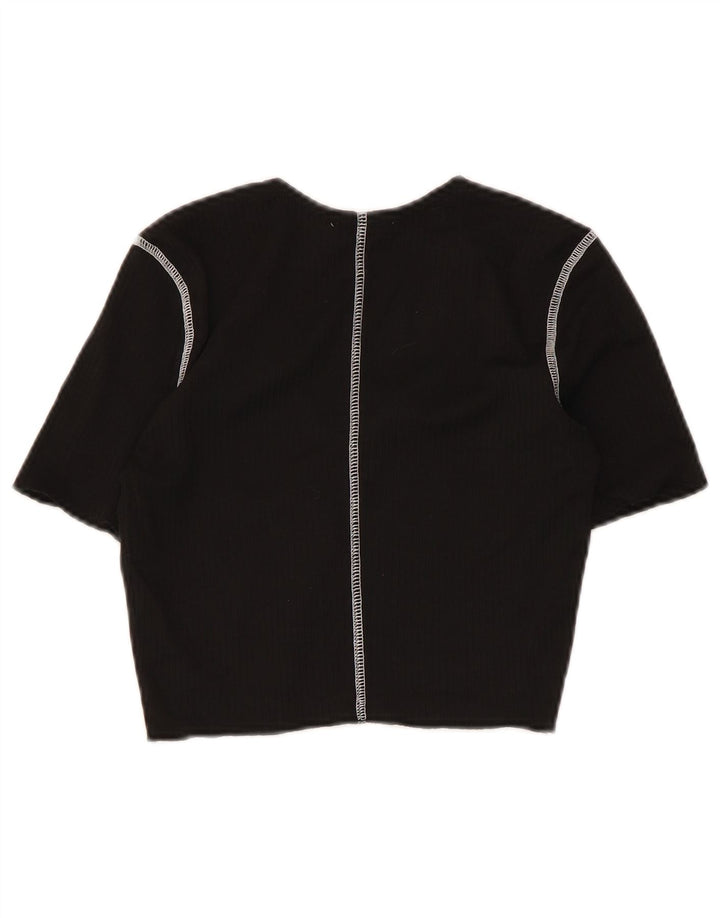Zara Γυναικεία Μπλούζα Crop Top UK 8 Small Black