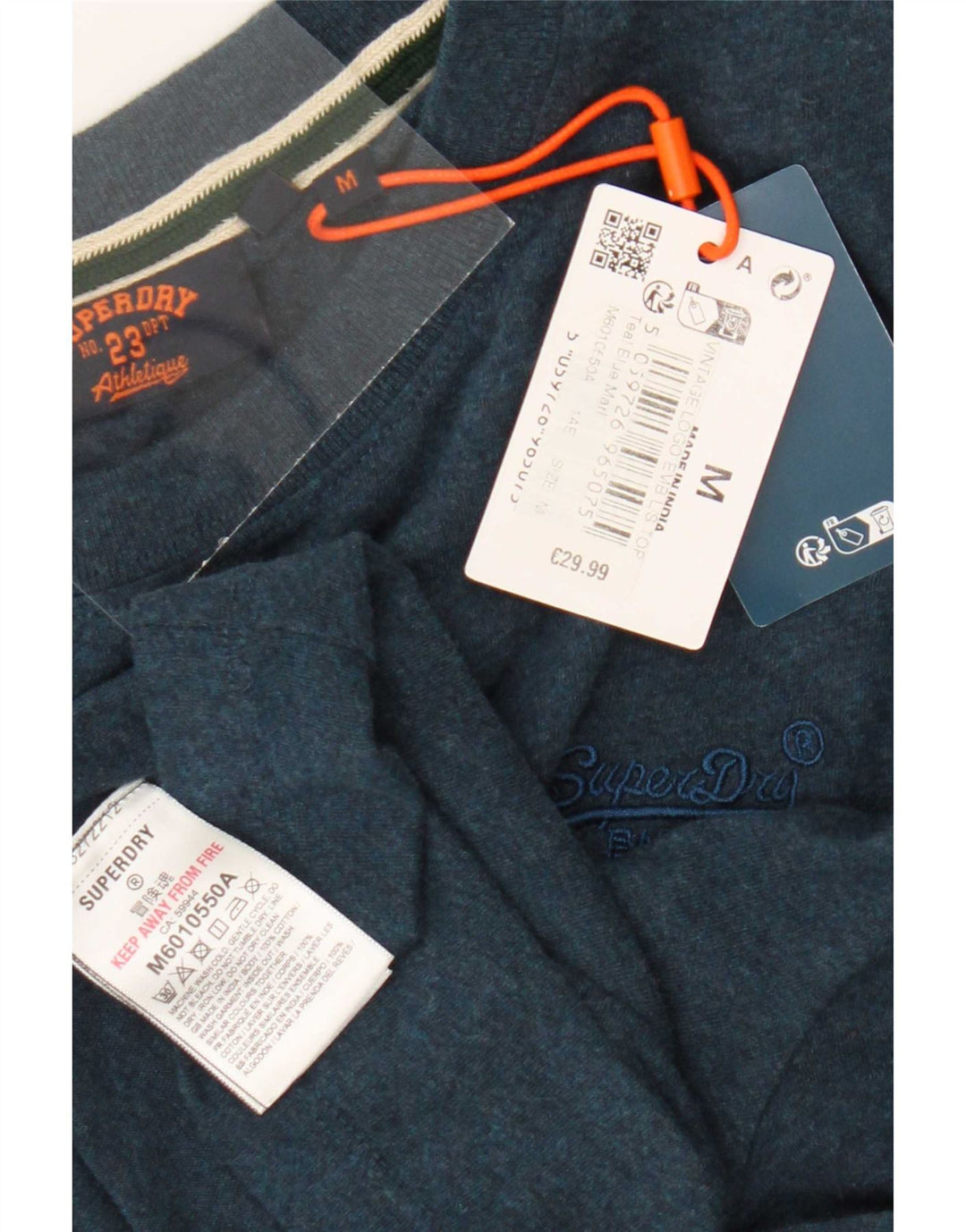 Ανδρικό μπλουζάκι Superdry, μακρυμάνικο, μεσαίο μπλε βαμβακερό