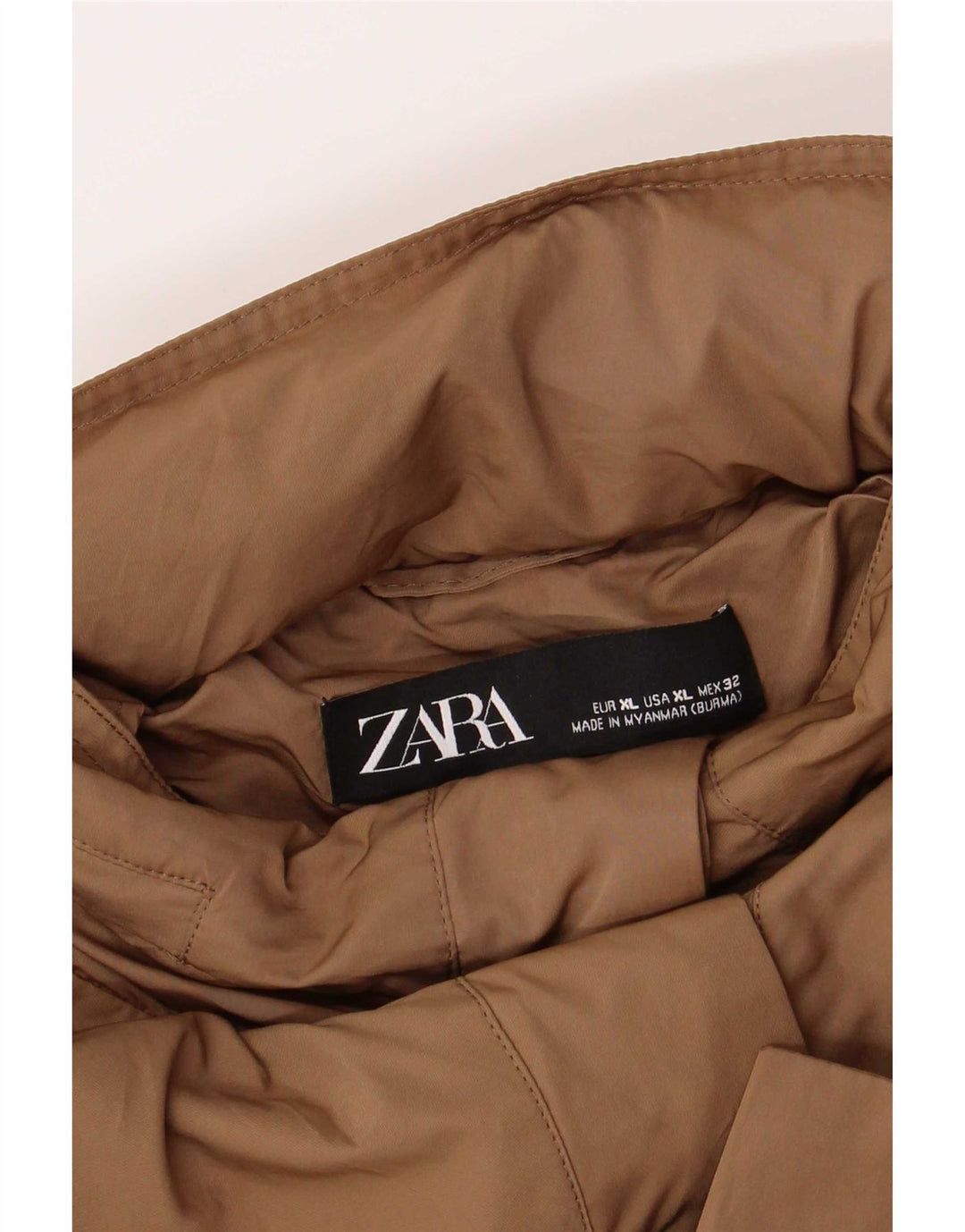Zara Γυναικείο μπουφάν βροχής με κουκούλα κανονικής εφαρμογής XL καφέ
