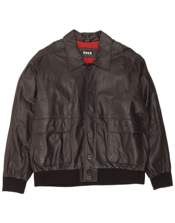 Maze Mens Leather Jacket IT 50 Large Black Leather