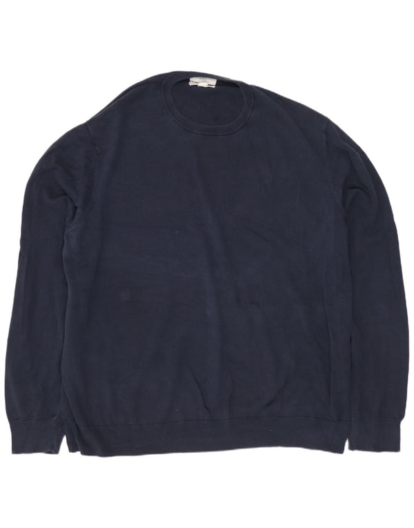 MARKS & SPENCER Ανδρικό πουλόβερ με λαιμόκοψη 3XL Navy Blue βαμβακερό